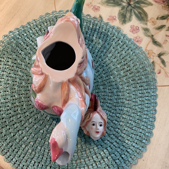 COPY - New Blue Sky Clayworks Ceramic Mermaid Teapot. 9” Tall - Picture 9 of 11